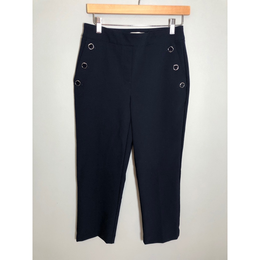 Rachel Zoe Trousers Women 2 Navy Blue Sailor Grommet Ankle Pants Slim Stretch